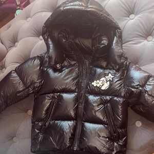 Mackage Kids Black Shiny Puffer Jacket with Hood